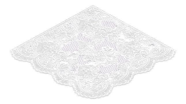Intricate lace doily with floral patterns and delicate edges