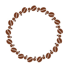 Coffee beans forming circular frame design element © Rafael