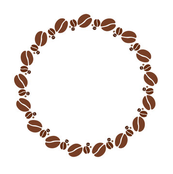Coffee beans forming circular frame design element