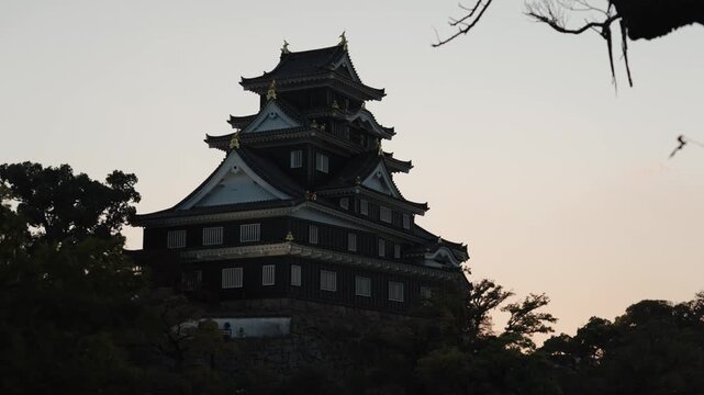 Historic Okayama Castle and Main Tower in Okayama City