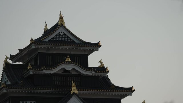 Historic Okayama Castle and Main Tower in Okayama City