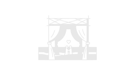Obraz premium Elegant Wedding Arch with Curtains and Heart Symbol