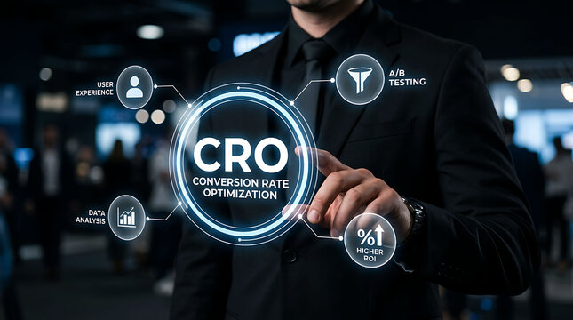 CRO Conversion Rate Optimization Business Marketing Strategy Data Analysis Concept