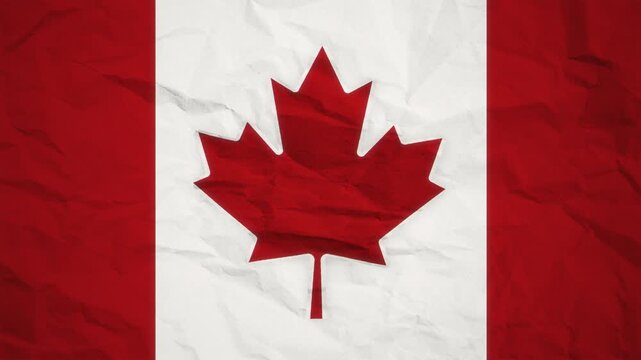 Canada Flag Paper Unfold Reveal Transition Crumpled Paper Texture Ottawa Canadian National Symbol Maple Leaf Chroma Key Green Screen Animation