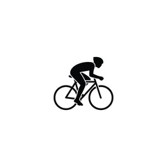 Naklejka premium Silhouette of a cyclist in motion on a bicycle against a white background.