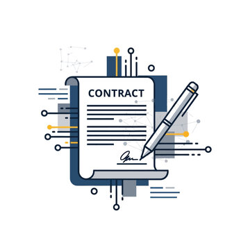 Contract Document with Pen Illustration for Business Agreement.