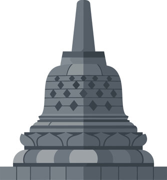 Ancient Stone Temple Illustration with Detailed Architectural Elements