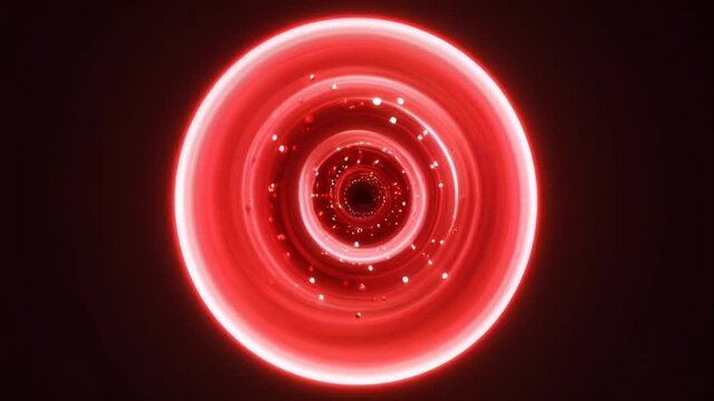 Glowing red circle with white dots.