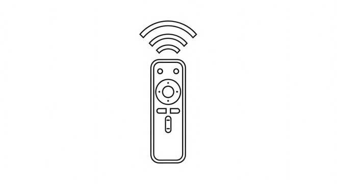 Modern Remote Control with Wireless Signal Icon.