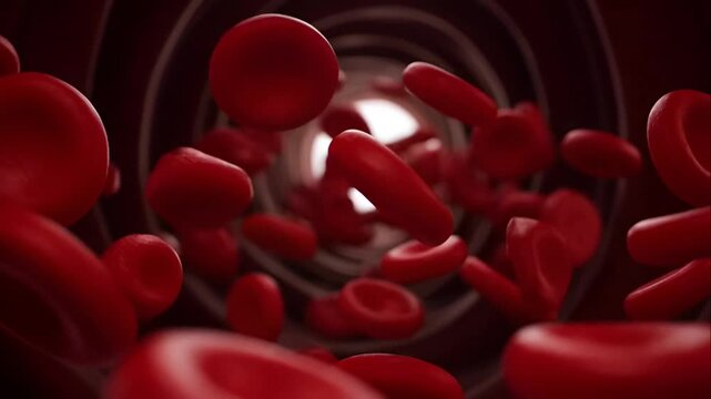 Red Blood Cells Flowing Through Vein.