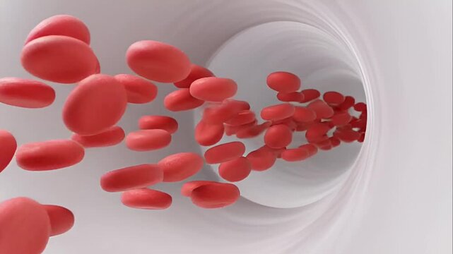 Red Blood Cells Flowing Through Vein.