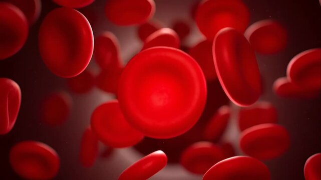 Red Blood Cells Under Microscope Closeup.