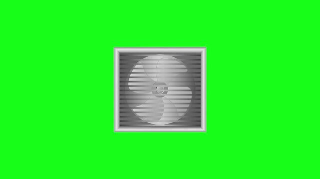 icon of an exhaust fan commonly used in the kitchen or bathroom. animation of an exhaust fan in an alpha duct.