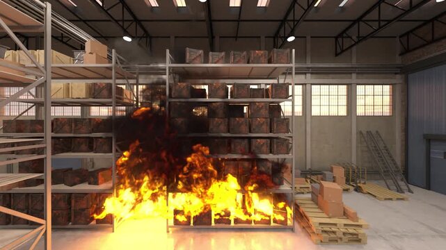 倉庫火災　3DCGレンダリング