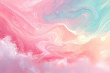Obraz premium Soft pastel abstract painting with pink, blue, and white colors, flowing fluidly together, resembling clouds