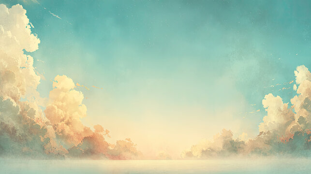 Serene Sky with Soft Clouds and Warm Light.