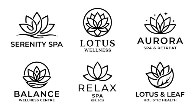 Spa and wellness center logos.