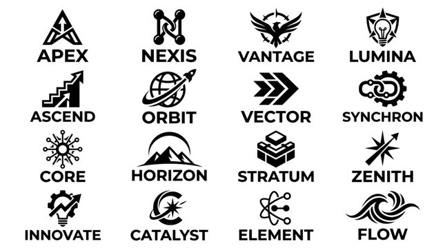 Black and white business icons set.