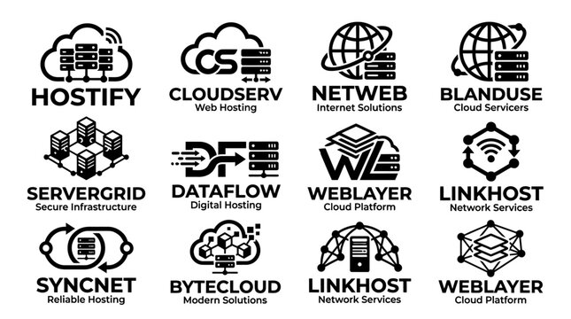 Collection of web hosting service logos.
