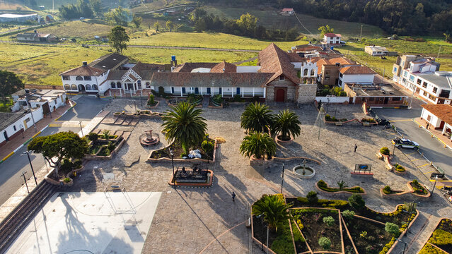 Sora, Boyaca - Colombia. March 5, 2026. Aerial view with drone, it is one of the 123 municipalities of the department