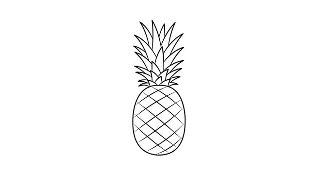 Minimalist Black and White Pineapple Line Art Illustration
