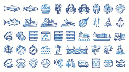 Collection of ocean and sea icons. © nurfa