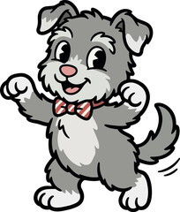 Ilustração digital de um cachorrinho fofo em estilo cartoon, com expressão amigável e traços suaves. © CLENER