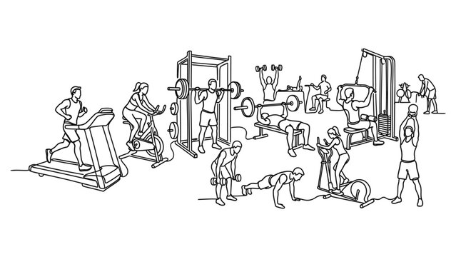 People exercising at the gym together.