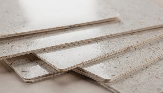 Closeup medium shot showing the smooth glossy surface of compostable report covers with cellulose coating emphasizing sustainable recyclable materials in document presentation.