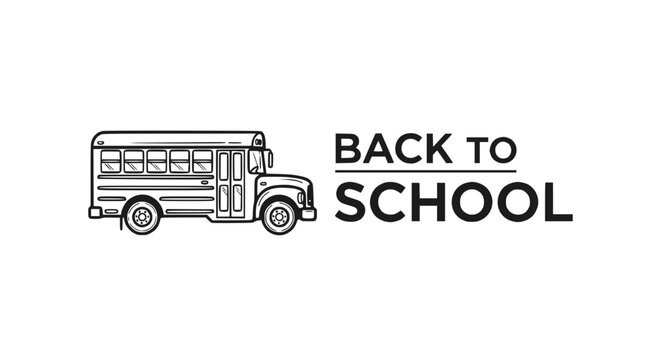 Back to School bus illustration with text