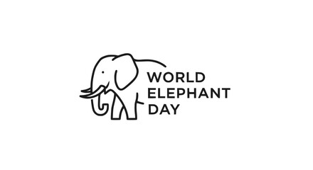 Obraz premium World Elephant Day Logo - Minimalist Line Art Elephant Icon and Text