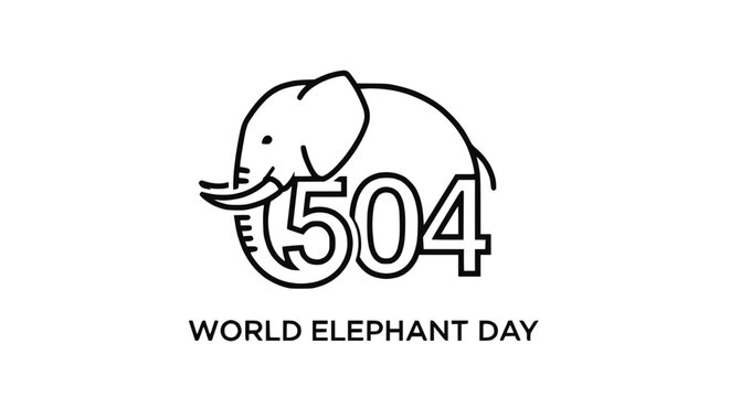 World Elephant Day Illustration: Stylized Elephant with Numbers 504