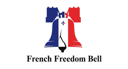 French Freedom Bell Logo with French Flag Colors and Fleur de Lis Symbol © Azrha