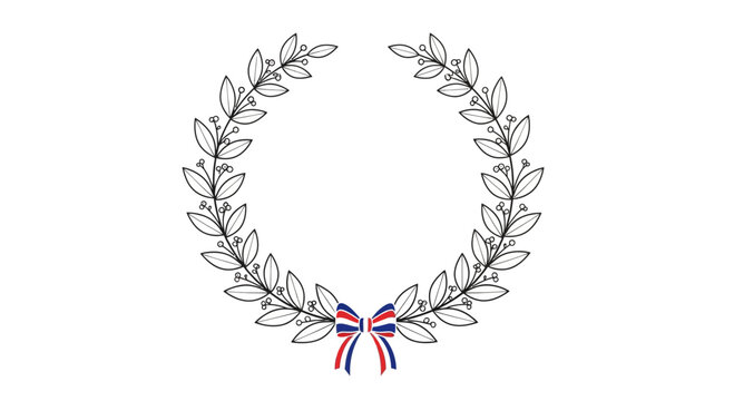 Laurel Wreath with Union Jack Bow - Symbol of Victory and British Heritage