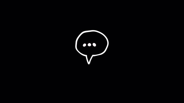 Hand-drawn doodle Chalk style  speech bubble animation overlay 4k in transparent background