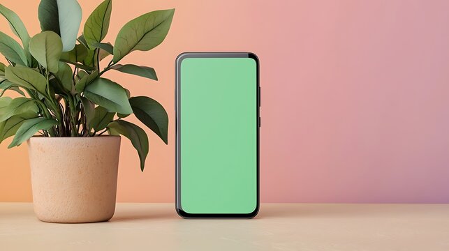 Mockup Prototype Preview Smartphone Display Mockup with Potted Plant Background