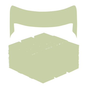 Minimalist abstract illustration of a beard and head silhouette in green tones