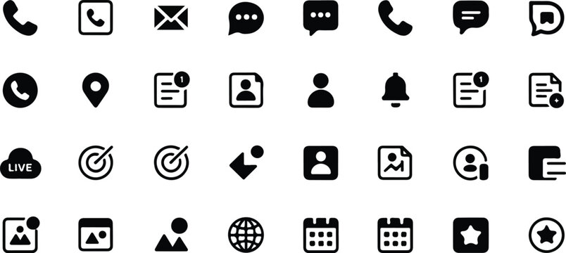 Customer service and support icon set featuring speech bubbles headphones smiley faces and document symbols in thin line vector
