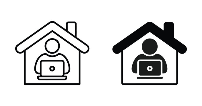Home Office Icons, Minimal Remote Work And House Workspace Symbol Set.
Work From Home Illustration, Monochrome Office And Laptop Vector Design.
Home Workspace Icon Pack, Modern Remote Working Line A
