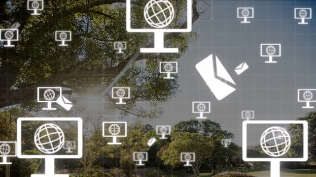 Initial monitor icon popping, starting monitor or mail icons filling park, showing network activity