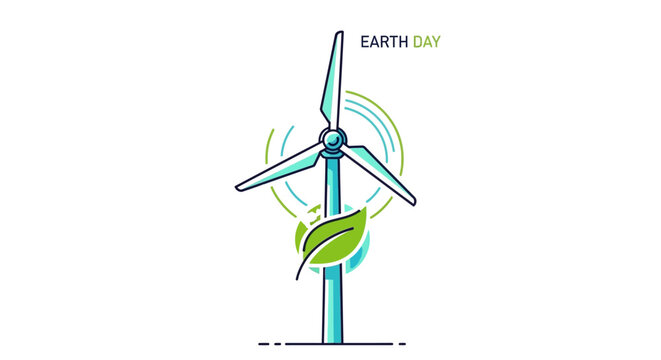 Wind turbine with green leaf energy.