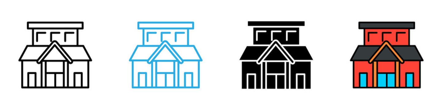 Train station multi - style icon design concept