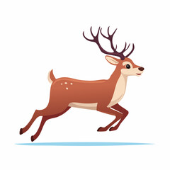 Fototapeta premium 大きな角を持った走るトナカイ クリスマスの動物イラスト