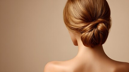 Fototapeta premium Elegant Womans Hairstyle - A Classic Chignon Updo.