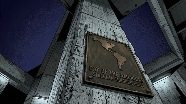 Modern Brutalist Monument Signifying the Strength and Unity of Nations