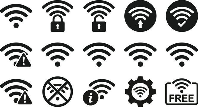 WiFi Network Signal Icons Set