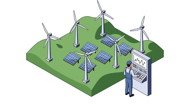 Man standing next to solar panel.