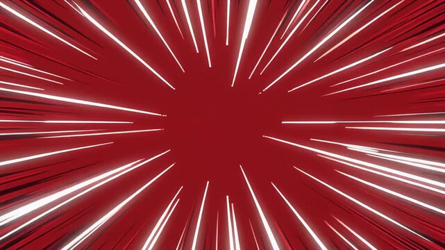 Abstract red background with white light rays.