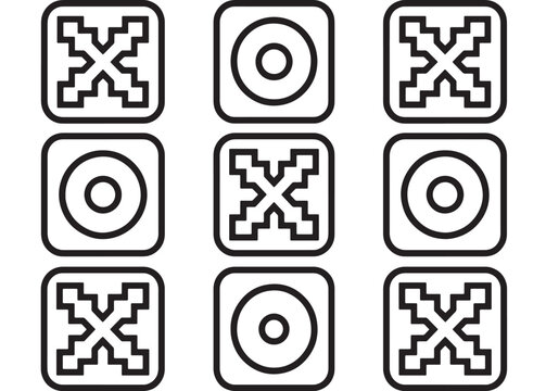 QRCode and target icon set with bold black geometric lines on white background for scan and security design