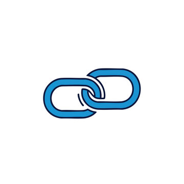Minimalist Blue Hyperlink Icon Illustration.